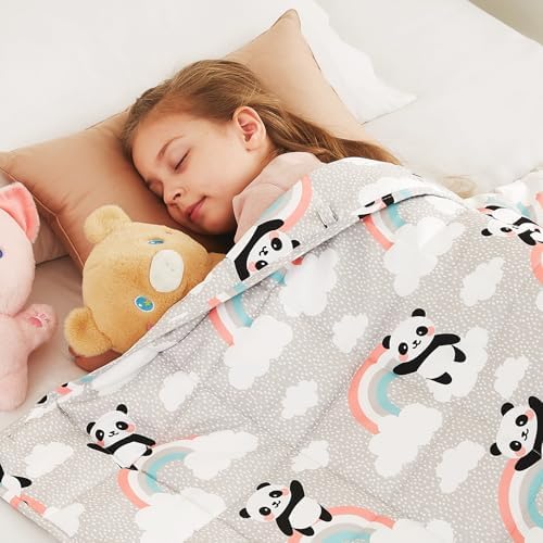 CuteKing Weighted Blanket (10lbs,48"x 72", HappyPanda) Heavy Blanket for 90-100lbs, Weighted Blanket for Cooling & Heating with Premium Glass Beads, Soft Thick Blanket All-Season by CuteKing
