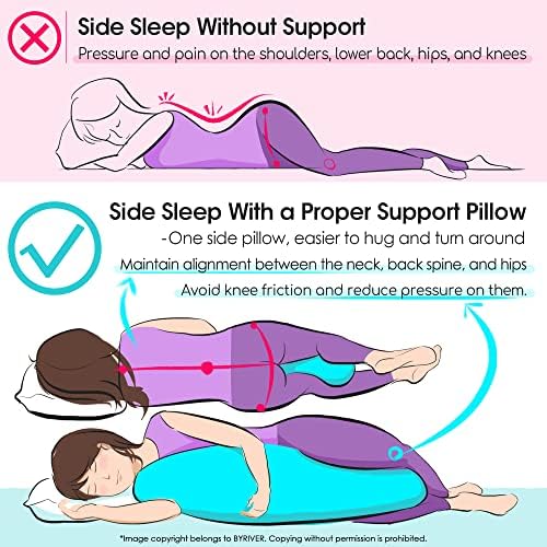 BYRIVER 43" Pink Purple Cute Body Pillow for Side Sleeping Women Girl, C Shaped Pregnancy Pillow for Neck Shoulder Hip Pain Relief, Pillow Between Knee Leg, Gifts for Mom (Zi-XL) - Image 5