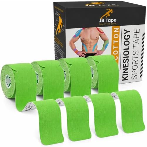 JB Tape Kinesiology Tape, 80 Precut Strips, Green, Latex‑Free, 4 Rolls by JuneBugzEnterprises