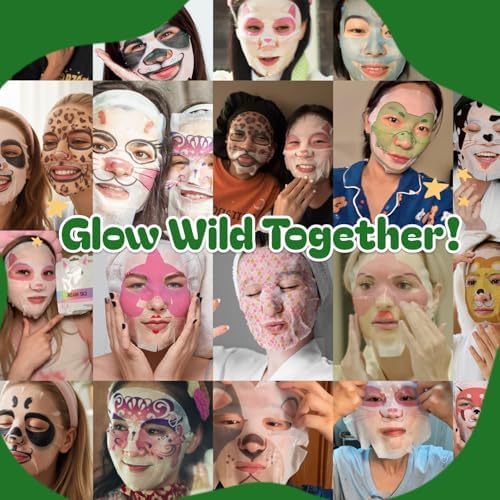 Epielle Character Face Mask Wild Kingdom 6 Pack, Fun & Effective Korean Skin Care, Spa Party Favors, Birthday Gifts for Women, Self Care Gifts - Image 6