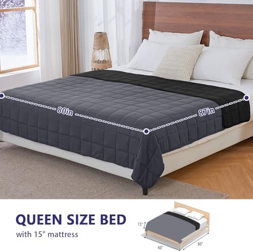 King Size Weighted Blanket for Adults (25 lbs, 80” x 87”, Grey& Black) Cooling Heavy Blanket for Sleeping Perfect for 240-260 lbs, Breathable Blanket for Adults & Couple All Season, Machine Washable - Image 2