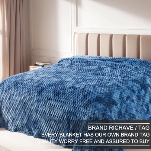 Richave Fleece Throw Blanket,Premium Lightweight Anti-Static 50x60 Inches Travel Size 3D Clouds Stylish Jacquard Throw Blanket for Couch, Cozy, Warm and Lightweight for Winter, Tie-dye Stone Blue - Image 4