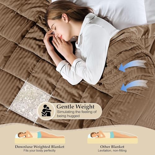 downluxe Weighted Blanket King Size, 18 lb Weighted Blanket with Glass Beads for All Season, Machine Washable Heavy Blanket (Brown, 90 X 108 Inch) - Image 3