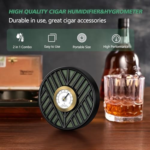 Scotte Cigar Humidifier, Cigar Humidors Humidifier, Round Cigar Humidier & High Precision Cigar Hygrometer Combo for Cigar Box, Keep Cigars Fresh - Image 4