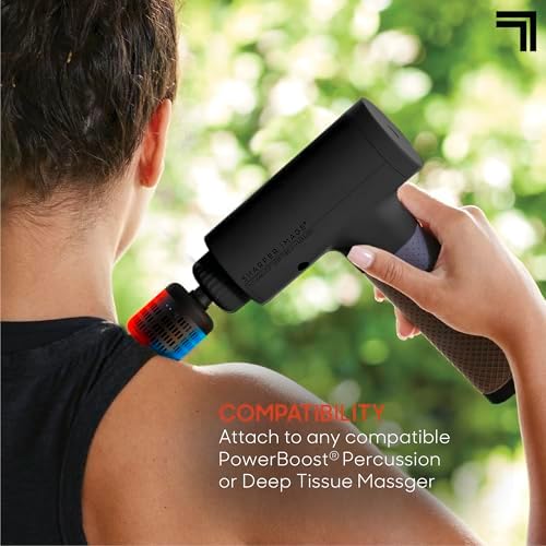 Sharper Image® Powerboost Hot + Cold Dual-Temperature Massage Gun Attachment - Instant Heat & Cold, 6 Temperature Levels, Compatible with Powerboost Massage Guns, Black - Image 5