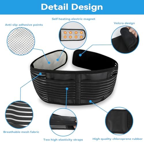 Back Support with Magnet, Back Brace for Lower Pain Relief, Tourmaline Magnetic Back Support Belt for Men & Women, Self Heating & Soothing Lumbar Support Belt For Herniated Disc and Sciatic - Image 6