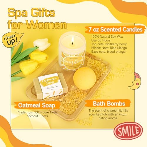 Gift Baskets for Women, 10pcs Unique Birthday Gifts for Women, Best Friend Birthday Christmas Gift, Get Well Soon Gift Basket Sending Sunshine Cheer Up Box for Sister Friendship - BRIGHTEN UP HER DAY - Image 7