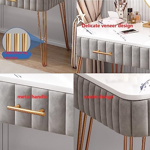 Vanti Dressing Table with Mirror and LED Stool, Integrated Makeup Toiletry Set, Stylish Makeup Desk for Bedroom, Modern Beauty Station - Image 6