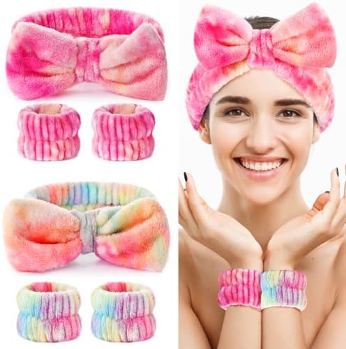 Wteehn 6pcs Headband and Wristband for Face Washing, Makeup Spa Skincare Headband, Skin Care Face Wash Headbands Wrist Bands Tools Set, for Women and Teen Girls Gifts - Image 7