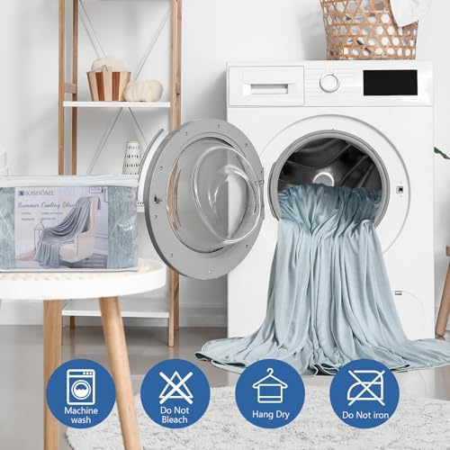CHOSHOME Cooling Blanket for Hot Sleepers - Summer Blanket Thin Soft Lightweight Breathable Double Side Enhanced Cooling for Hot Flashes, Night Sweats, Bed, Couch (Ice Blue, 96 x 120 inches) - Image 5