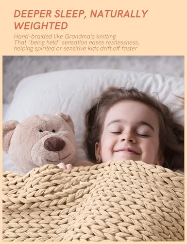 YnM Cooling Weighted Blanket, 100% Cotton Handmade Chunky Knitted Blanket, Weighted Lap, Breathable Heavy Blankets, Machine Washable Throw for Sleep or Home Decor (Beige, 50x60 Inch, 10lbs) - Image 4