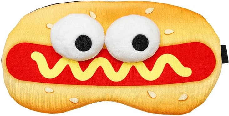 PERFECTSIGHT Sleep Eye Masks, Cute Plush Sleep Eye Cover Lightweight Adjustable Eyeshade Faux Fur Mask Cover for Women Men Sleep Travel Nap (Hotdog) by PERFECTSIGHT