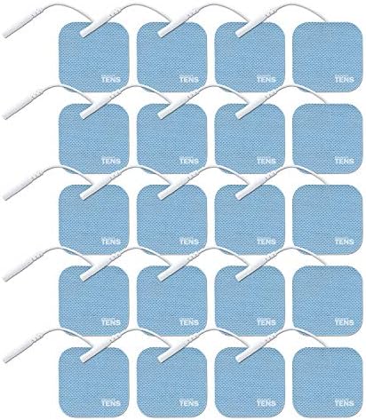 Discount TENS Wired Electrodes – 2"x2" HealthMateForever Compatible Replacement Pads, 20-Pack Premium Self-Adhesive TENS Unit Electrodes for Pain Relief, Therapy, Recovery & Muscle Stimulation by Discount+TENS