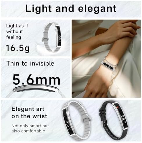 Efolen Smart Bracelet for Women,Ultralight Fitness Tracker Smart Wristband with Heart Rate/Blood Oxygen/Sleep Monitor/Pedometer,Slim Smartwatch for Android iPhone,Activity Tracker,2 Band,Silver - Image 2