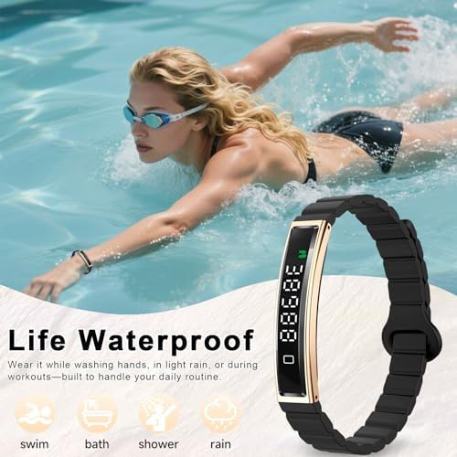 Efolen Smart Bracelet for Women,Ultralight Fitness Tracker Smart Wristband with Heart Rate/Blood Oxygen/Sleep Monitor/Pedometer,Slim Smartwatch for Android iPhone,Activity Tracker,2 Band,Gold+Black - Image 6