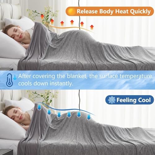 CHOSHOME Cooling Blankets for Hot Sleepers, Arc-Chill Q-Max>0.5 Double Side Cold Blankets for Sleeping, Soft Lightweight Breathable Summer Blanket for Couch Bed Sofa Camping, 90" x 90", Grey - Image 5