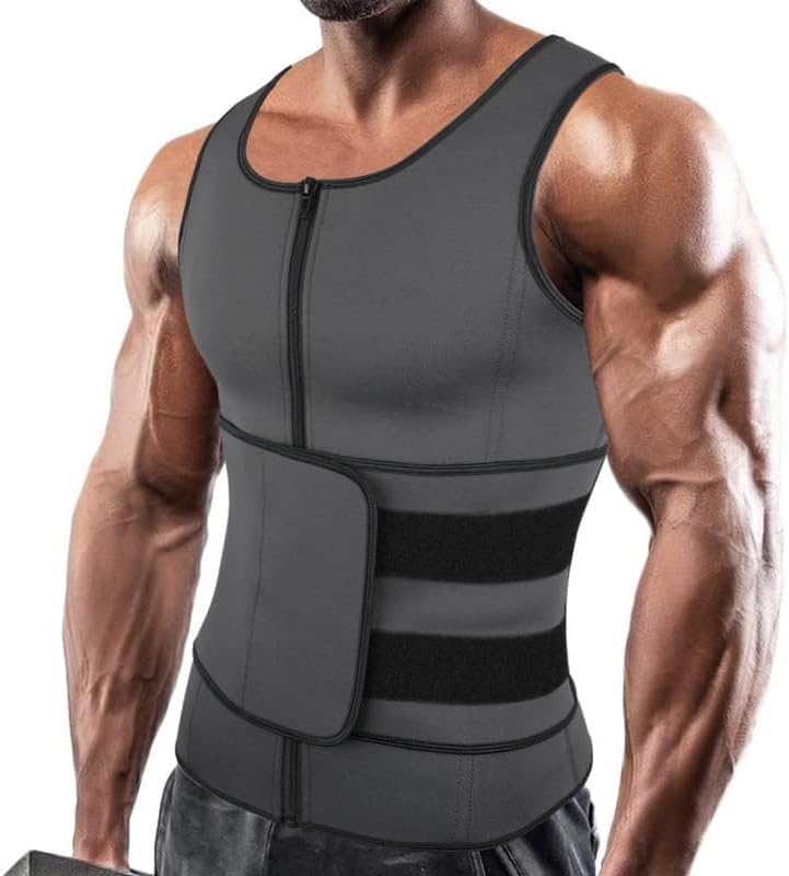 SHAPERIN Men Neoprene Sauna Zipper Waist Trainer Vest Tank Top Trimmer Body Shaper - Image 2