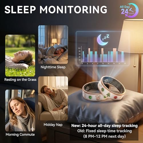 Smart Ring for Women,Fitness & Activity Tracker with Blood Pressure/Heart Rate Monitor, Sleep Tracker, Step Counter, IP68 Waterproof Ring for iOS&Android,Fast Charge,No Subscription (Rose Gold,Size8) - Image 4