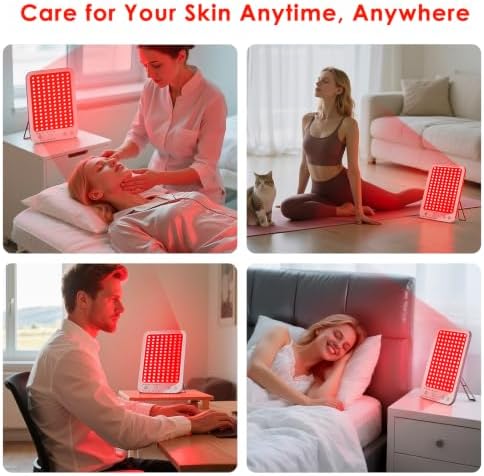 Red Light Therapy for Face Body, Red Light Panel with Adjustable Stand, 660nm and 850nm Near Infrared Therapy Lamp with 3 Modes, 6 Adjustable Brightness and Timer, Home and Travel Use,Gift for Women - Image 6