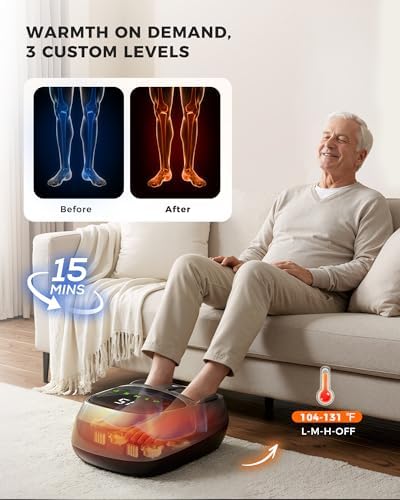 EaseZen Foot Massager with Heat, Upgraded Adjustable Arch Lift & Large LED Touchscreen, Deep Kneading Shiatsu Foot Massager for Neuropathy, Plantar Fasciitis Relief, High Arch & Elderly (Pale Gray) - Image 6