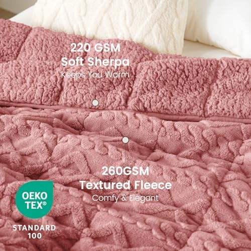 Drewin Weighted Blanket Queen Size 15lbs for Adults,Apricot Pink,60" x 80" - Image 3