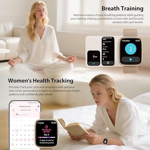 Smart Watch for Women with Alexa Built-in, 1.83" HD Touchscreen Fitness Tracker with Bluetooth Calls, Heart Rate/Sleep Monitor, 120+ Sports Fitness Watch, IP68 Waterproof Smartwatch for Android iOS - Image 3
