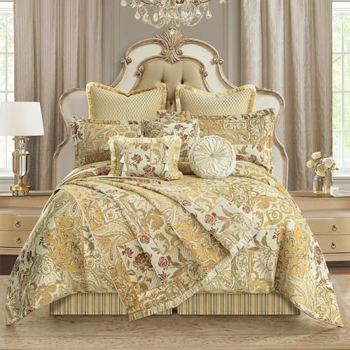 Loom and Mill Damask Patchwork Throw Blankets for Bed, Beige Yellow,52"x72" - Image 6
