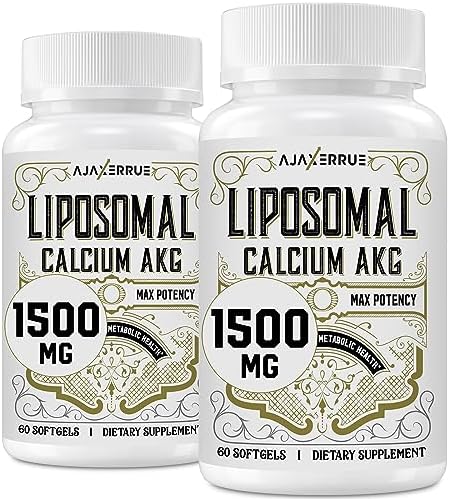 Liposomal Calcium AKG Supplement 1500 MG (Alpha-Ketoglutaric Acid), High Absorption, More Effective Than AAKG, Ca AKG for Longevity, Age Defense, Cellular Energy, Metabolic Function, 120 Softgels by AJAXERRUE