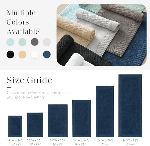 Madison Park Splendor Reversible 100% Cotton Bath Rug, 24 x 44, Navy - Image 5