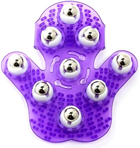 Kioer Deep Tissue Massage Roller Glove for Neck, Chest, Foot, Hamstrings, Thighs, and Full Body Care 9 360-degree-roller Metal Roller Ball Beauty Body Care (Purple) by Unknown