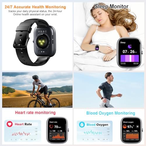 Smart Watch (Answer/Make Calls), 1.91"HD Smartwatch for Men Women Heart Rate/Sleep Monitor/Pedometer/Calories, New Fitness Watch with 113+ Sport Modes, Running Watch IP68 Waterproof for Android iOS - Image 4