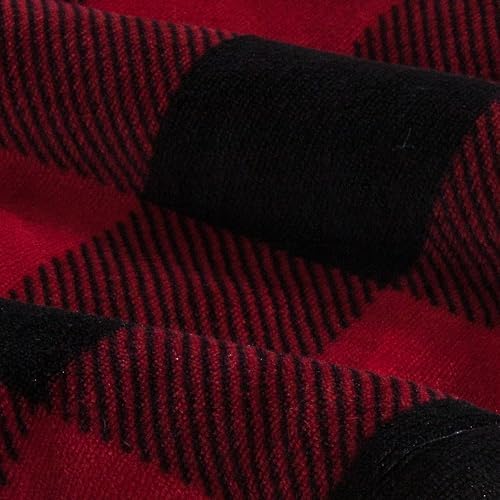 Elegant Comfort Ultra Soft Reversible Buffalo Plaid Flannel Sherpa Blanket - Cozy Silky Checkered Fleece Throw for Couch, Bed - Plush Fuzzy Warm Winter Blanket for Gift, Twin, Burgundy - Image 7
