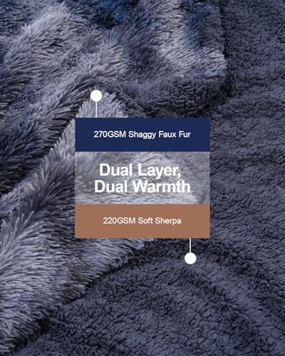 Pawque Faux Fur Sherpa Fleece Blanket Twin Size, Tie-Dye Blue, 60x80 inches - Image 2