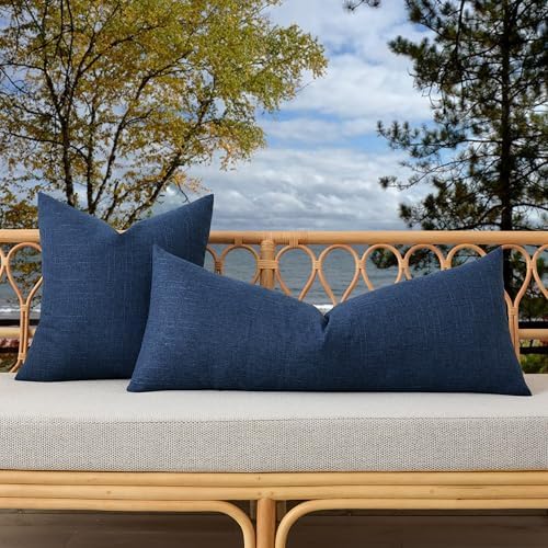 Kevin Textile Outdoor Waterproof 14”x36” Lumbar Pillow Cover 1 Pack, Blue - Image 4