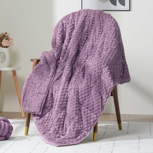 Fleece Weighted Blanket for Adults 60" x 80" 20lbs Fuzzy Blankets, Purple by WemoreDirect