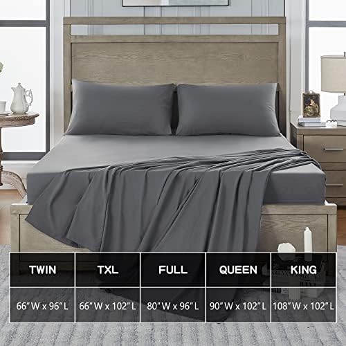 FreshCulture King Flat Sheet - Hotel Quality King Flat Sheet Only - Brushed Microfiber Top Sheet - Ultra Soft & Breathable - Wrinkle-Free - Easy Care - Single Flat Sheet (King, Dark Grey) - Image 5