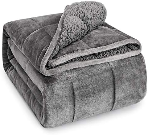 Wemore Sherpa Fleece Weighted Blanket for Adult 12 lbs Twin 48"x72" Grey by WemoreDirect