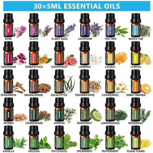 SACATR 550ml Oil Diffuser with 30x5ml Aromatherapy Grade Essential Oils - Image 2