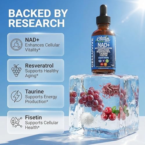 Liposomal NAD Resveratrol Supplement Liquid Drops for Women Taurine Fisetin Grape Seed Quercetin Berberine Astaxanthin Pterostilbene Spermidine Fo Ti Gotu Kola Anti Aging CelluVive by Clean Nutra 4oz - Image 3