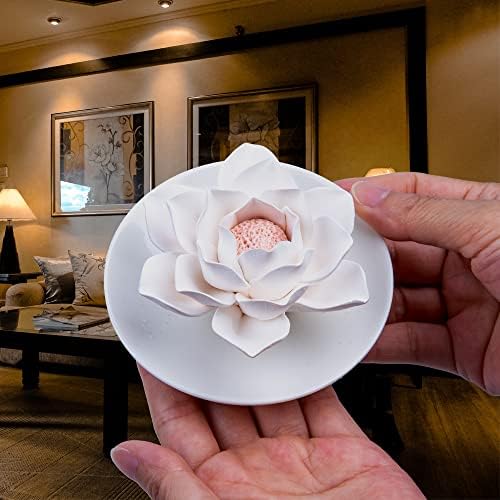 Essential Oil Passive Flower Diffuser -Lotus Flower Porcelain Aromatherapy Diffusers for Small Mini Room, Desk Decorative, Bathroom (Lotus) - Image 4