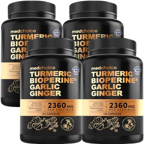 MEDCHOICE 4-in-1 Turmeric Joint Support with Garlic & BioPerine, 120ct by MedChoice