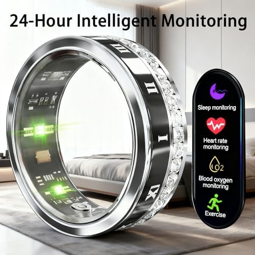 Smart Ring Health Tracker for Women & Men Fitness Tracker Ring (Black, 8#) - Image 5