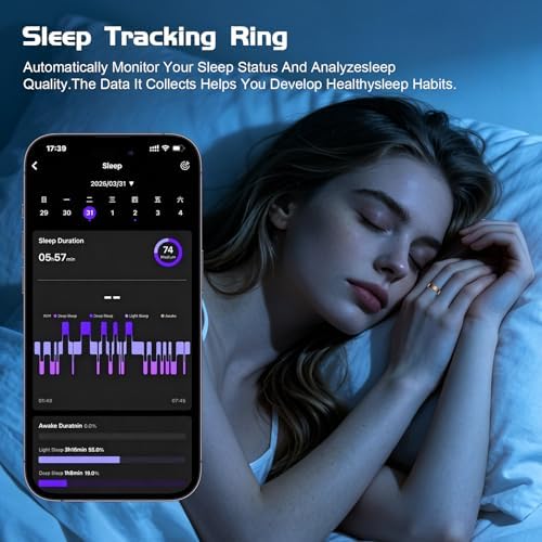 Smart Ring Health Tracker for Women & Men, Sleep & Heart Rate Monitor, IP68 Waterproof Fitness Tracker, No Subscription Fee, iOS & Android Compatible (Rose Gold, 7) - Image 3