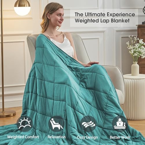 Teal Weighted Blanket for Adults 20lbs, 60"x80", Queen Size Cooling Heavy Throw Blanket for 180-220lbs, Microfiber Soft Thick Big Blankets Weighted Comforter Breathable Gift for Sleeping - Image 3