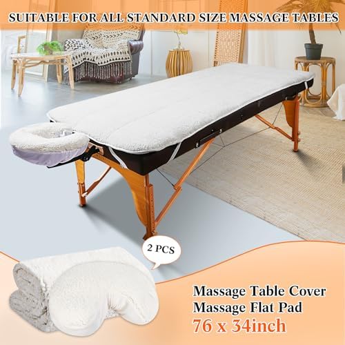 Oudain Fleece Massage Table Pad Set, 76 x 34 Inch Soft and Comfortable Massage Bed Pads, Thick Massage Table Pads Set Includes Pad and Face Rest Cover for SPA, Beauty Salon - Image 2