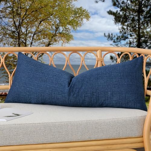 Kevin Textile Outdoor Waterproof 14”x36” Lumbar Pillow Cover 1 Pack, Blue by KevinTextile