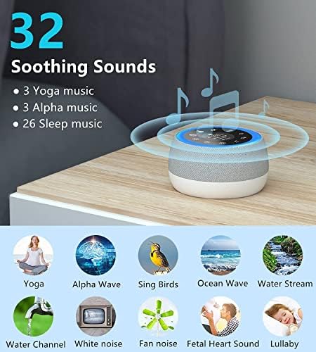 [2 in 1] White Noise Machine, Sleep Sound Machine with 7 Colors Night Light, 32 Soothing Sounds, Built-in Battery & Headphone Jack, Portable Sound Machine for Sleeping Baby, Adult and Sound Therapy - Image 2