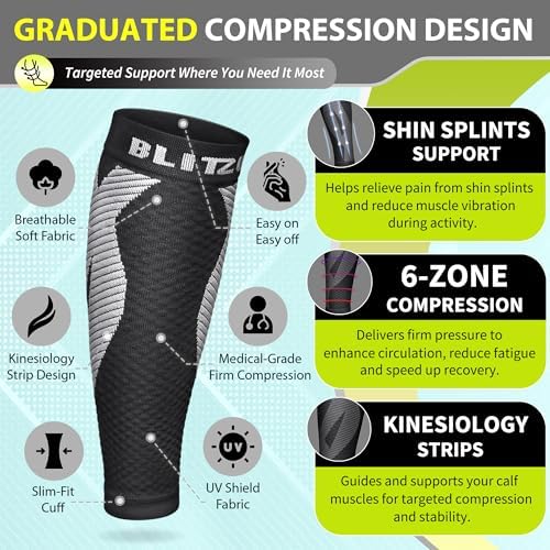 BLITZU Calf Compression Sleeves, Footless Compression Socks for Men & Women - Image 3