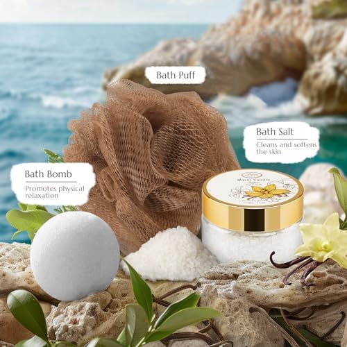 Bath and Body Warm Vanilla Sugar Gift Set, 7pcs Gift Basket for Women, Mom - Image 5