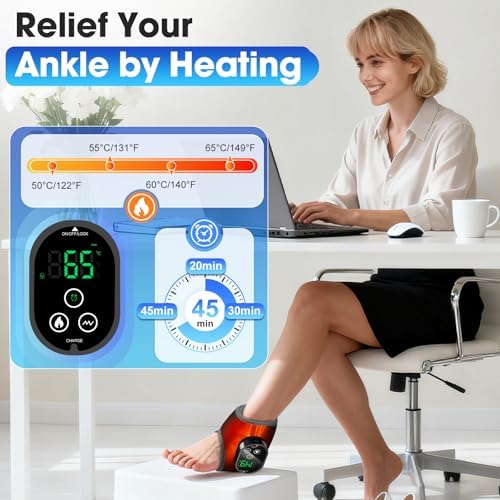 Cordless Foot Massager for Neuropathy, FSA Eligible Items List, Foot and Ankle Massager for Circulation and Pain Relief, 3000mAh Rechargeable Ankle Heating Pad with Massage for Plantar Fasciitis - Image 4